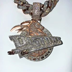 Unisex Brass Hip Hop Style Chain Customized Moissanite Iced Out Classic Rapper Jewelry Charm Pendant Gold Plated