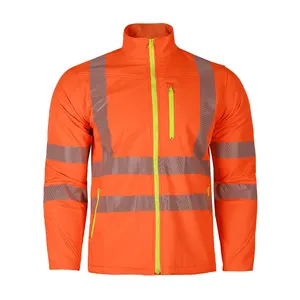 OEM EN 20471 Certified Breathable Wind and Waterproof Two Toned Hi Vis Stretch Softshell Jacket