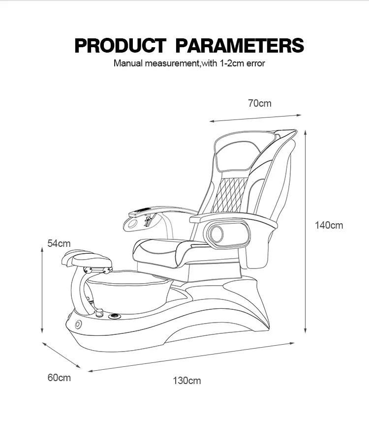 Modern Luxury Beauty Nail Salon Furniture Electric Pipeless Whirlpool