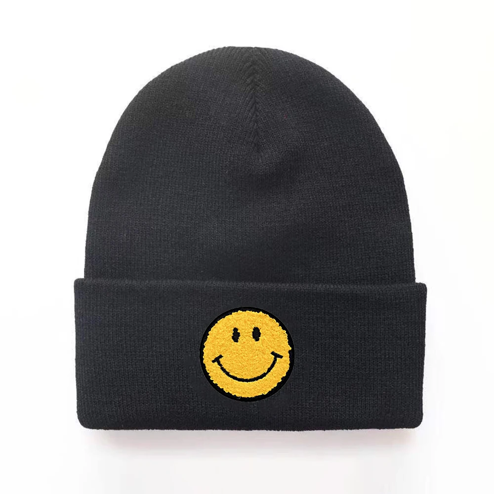 Wholesale Unisex Smiley Face Beanie Plain Warm Knitted Winter Hats