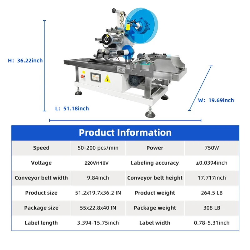 Automatic Feeder Label Applicator Sticker Flat Bag Mylar Pouch Desktop Doypack Pouch Card Top Labeling Machine