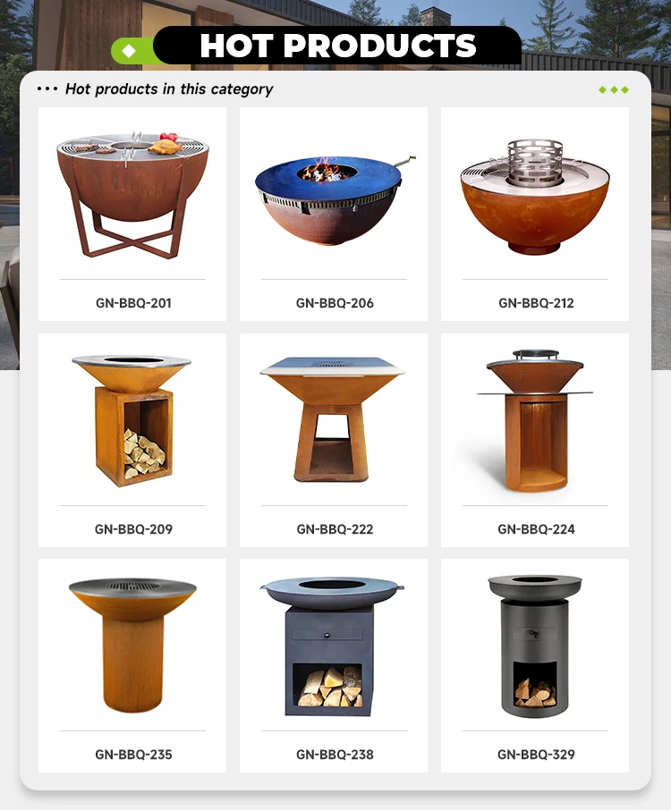 Corten Steel Fire Pit Bbq Grills Outdoor Rust Corten Bbq Pit Outdoor ...