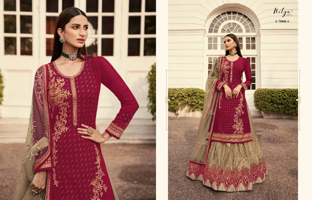 Export Quality Embroidery with Diamond Work Nitya Gharara Style Salwar Kameez for Women From Indian Supplier
