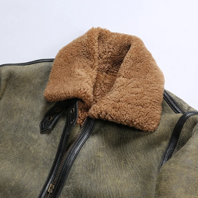 Classic B3 Bomber Jacket For Men Genuine Sheepskin Leather Coat_voghion.com