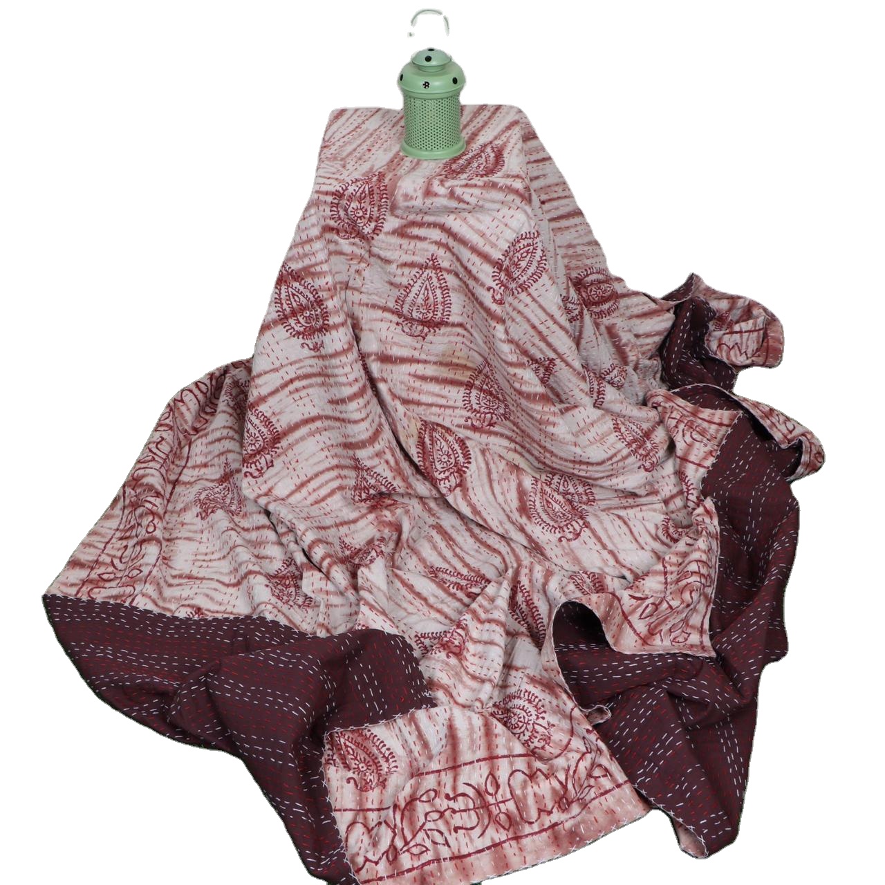 Синий цвет постельного белья Комплект в индийском Реверсивный покрывало нестандартной конструкции кантха