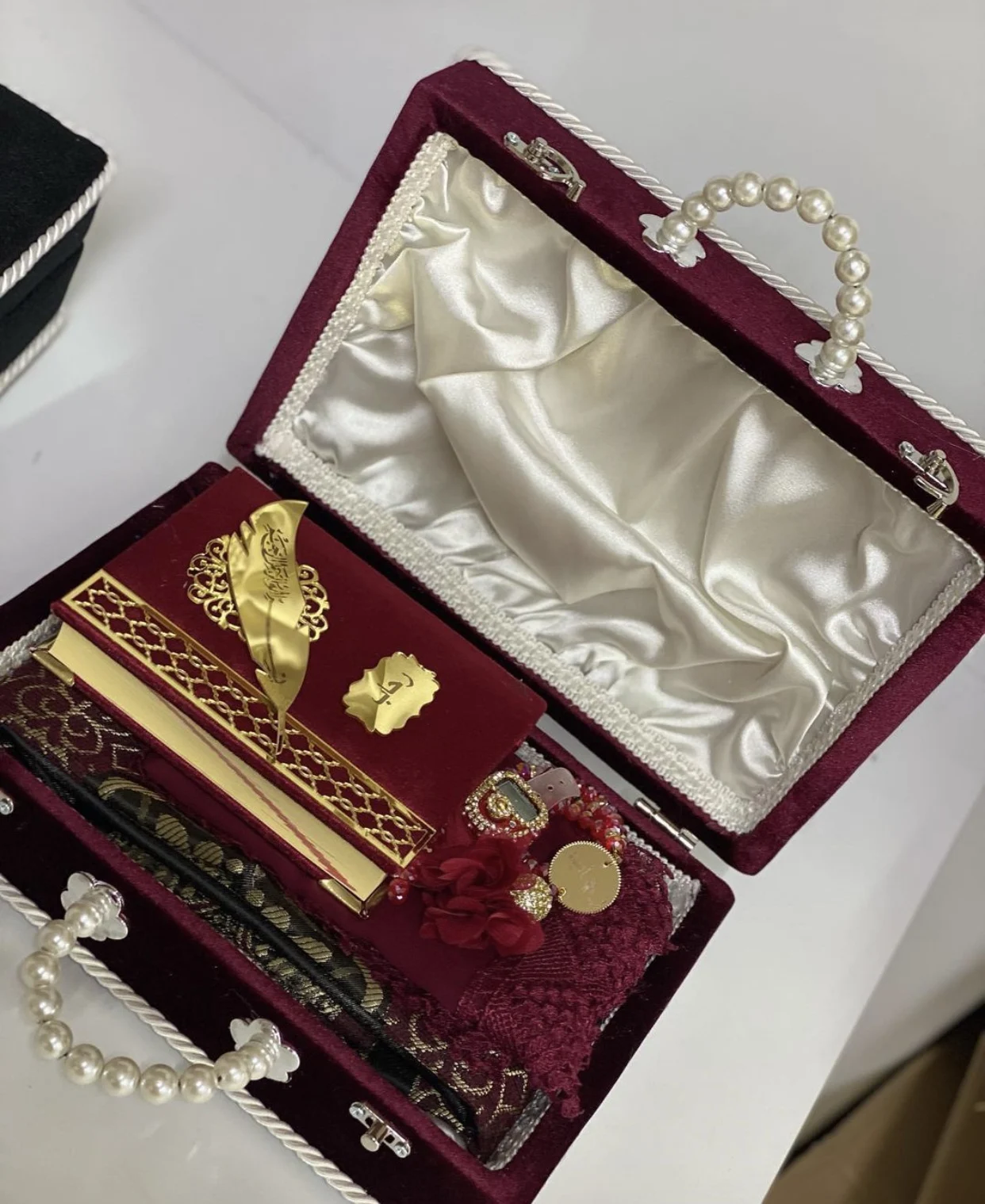 Muslim Gift Set Prayer Mat Tasbih Islamic Pearl Gift Bag For Ramadan