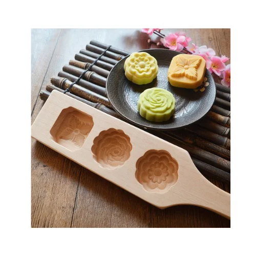 中国骨董品　　手彫り　 月餅　クッキー　木製型　木版 ベトナム伝統中秋節木製押し花月餅型 - 彫刻木製クッキーチョコレート