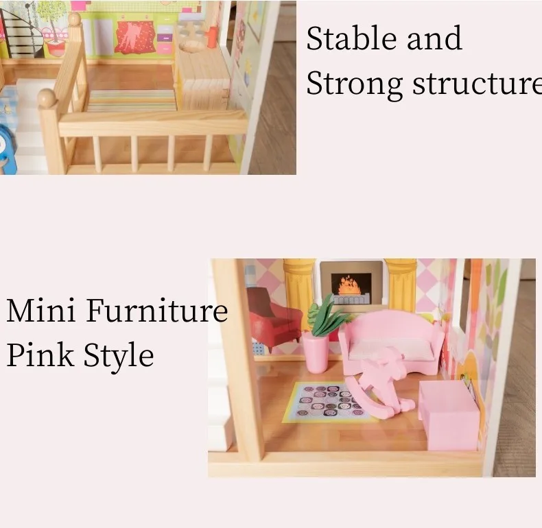Wholesale Pink Diy Dollhouse Miniatures 112 With Miniature Furniture