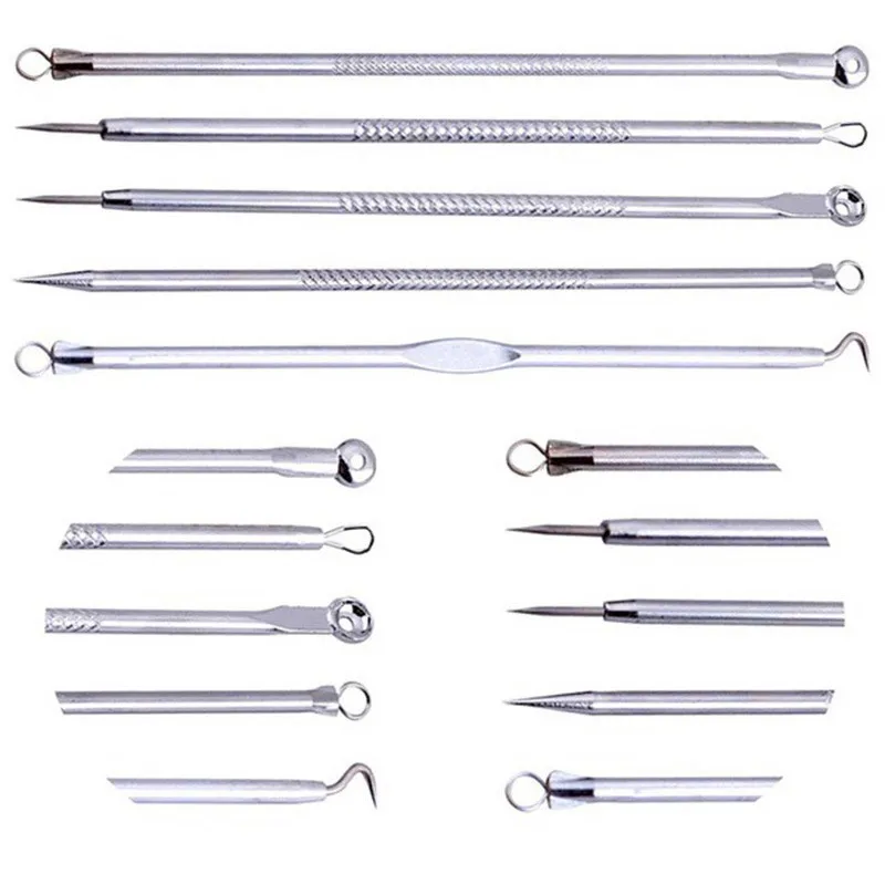 Set of 5 Comedone Extractors for Blackhead and Blemish Aesthetician Approved Pimple and Whitehead Facial Acne Tools-with Case