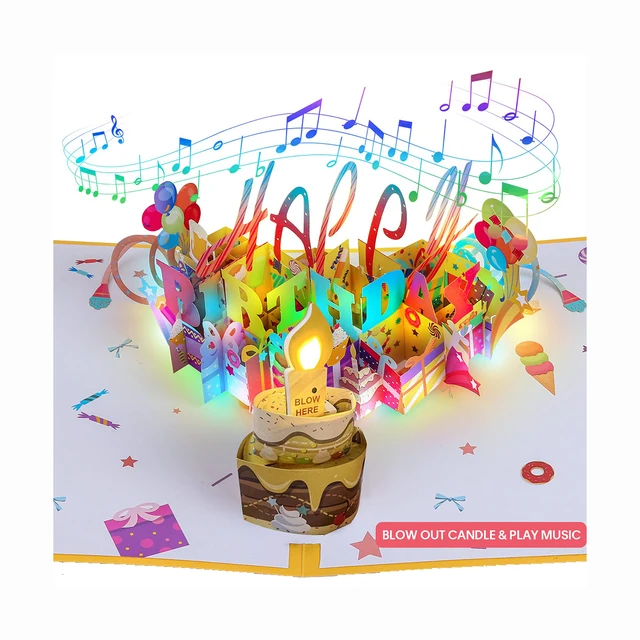 China Manufacturer Wholesale Custom 3D Pop Up Happy Birthday Festival Paper Gift Greeting Cards Printing