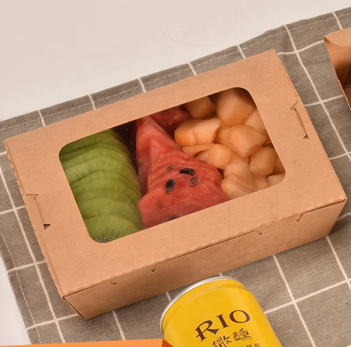 Biodegradable Kraft Paper Burger Hamburger Take Away Box For Lunch Compostable With Logo Printed