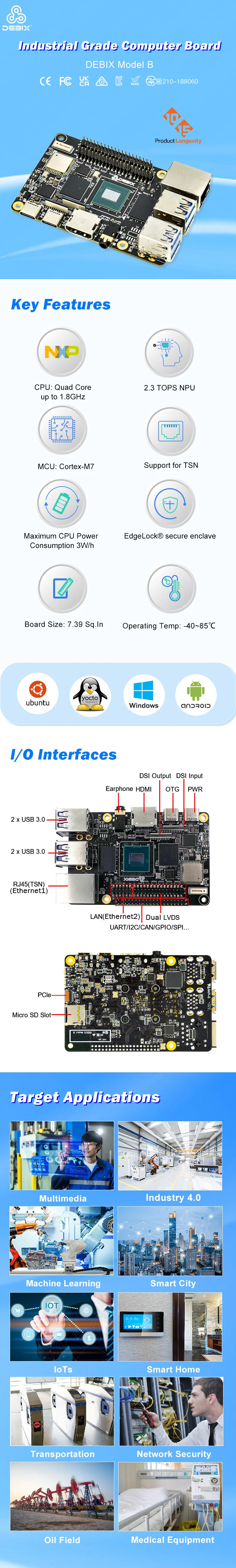 Debix 64gb Motherboard Ddr4 Mainboard Wifi & Bt Rj45 Gigabit Ethernet ...