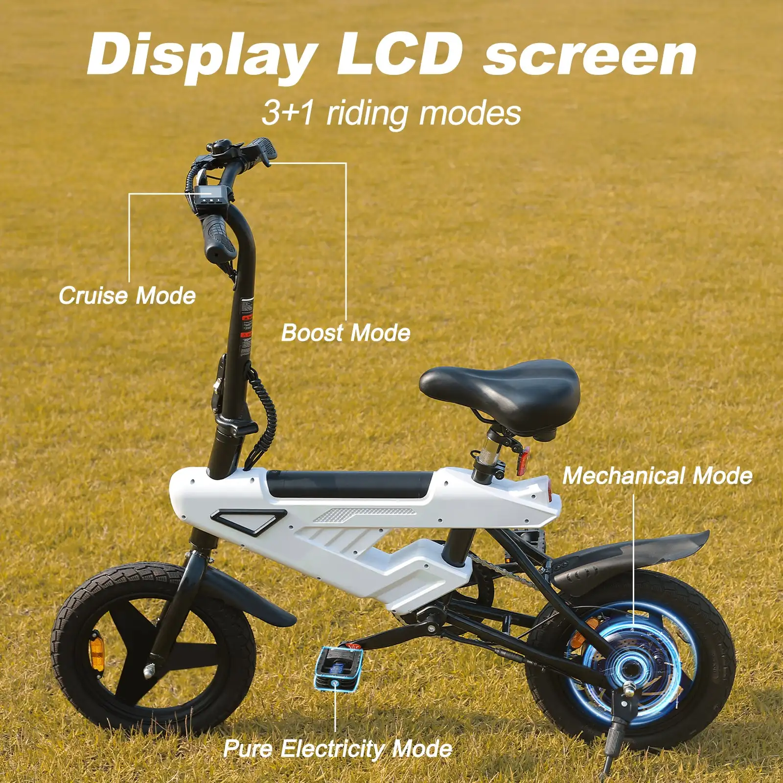 AVDL BIKE A02 foldable e-bike, maximum speed 20 MPH,500 watt peak motor and portable, 14-inch (about 35.6 cm) adult e-bike,36V a