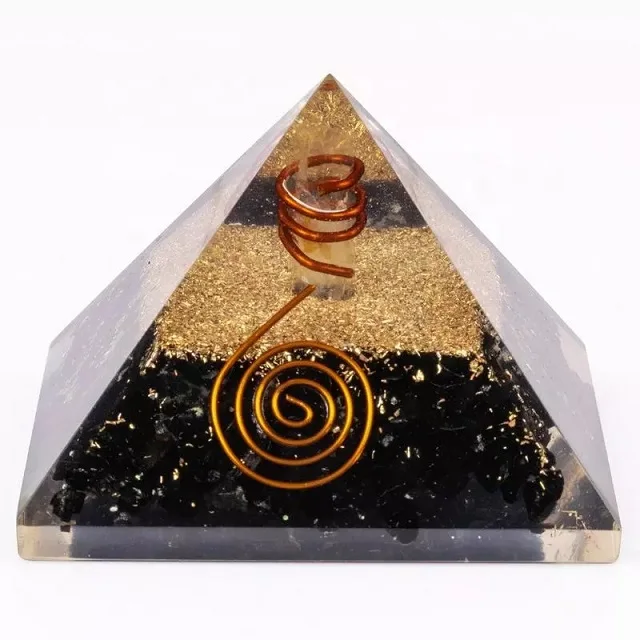 Orgone Pyramid Black Tourmaline Crystal Pyramid for Emf Protection Energy Generator Orgonite Pyramid for Sale