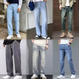 Men's Vintage Washed Straight Leg Baggy Jeans Bulk Wholesale Breathable Streetwear Style Pantalones De Hombre