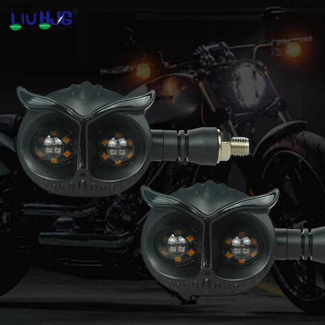 HJG LED 12V-48V 9-10W White Yellow Motorcycle Owl Light Motorcycle Spotlights Owl Mini Turn Signal Motorcycle