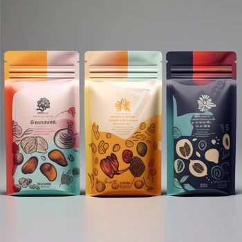 Customized Flat Bottom Food Pouch Packaging Digital Printing Holographic Mylar Bag with Ziplock PET Plastic Smell Proof for Nuts