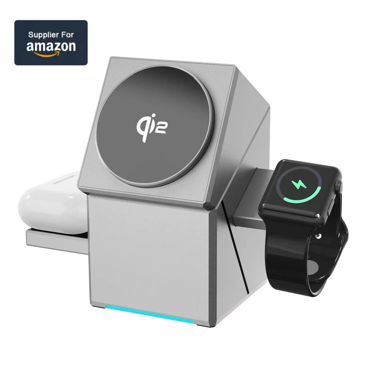 Touch Autorotation Magnetic Wireless Charging Station Qi2 15W Fast Charging Phone 3 in 1 Wireless Charger for IWatch AirPods