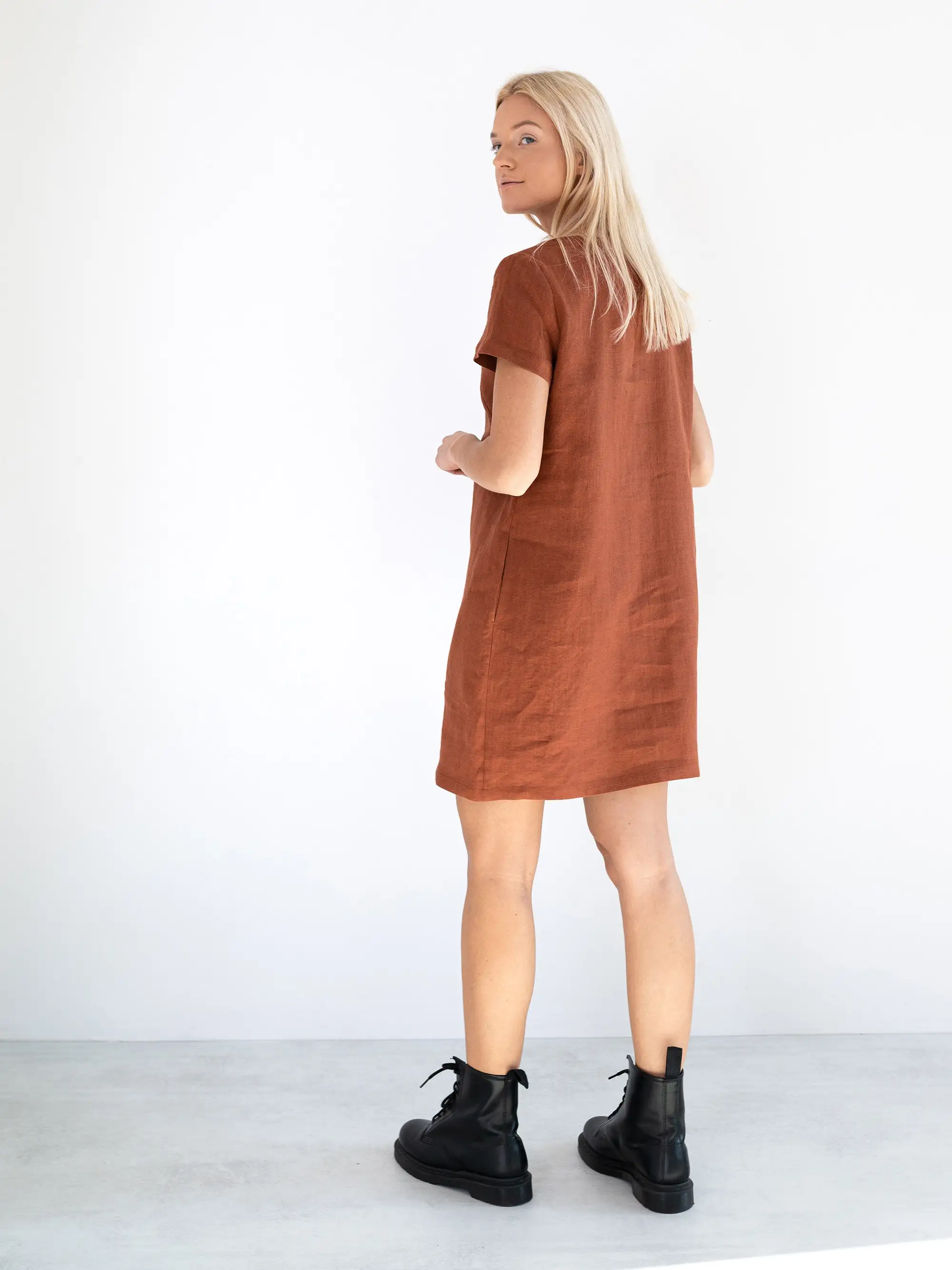 2024 Collection Handmade Linen Summer Dress for Women Rust Linen Summer Dress for Women & Girl From Seller at Wholesale Price
