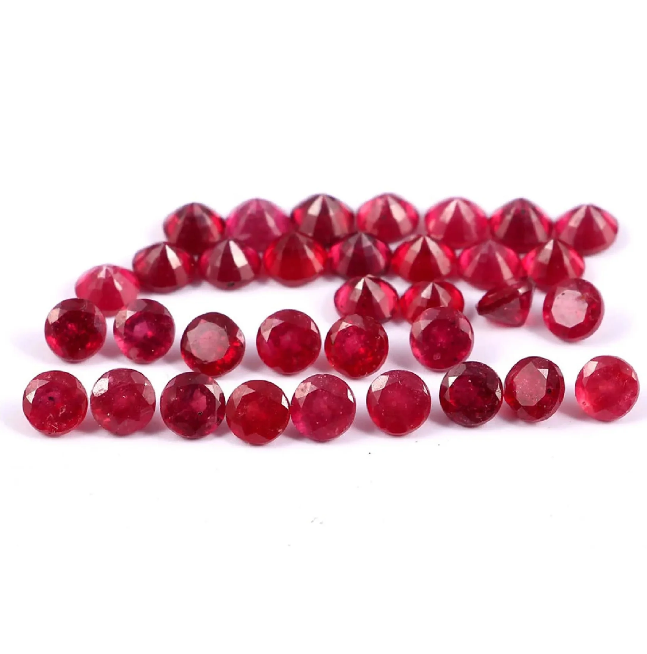 Natural Round Cut Ruby Loose Stone Untreated Gemstone in Red Color Ready for Jewelry Setting