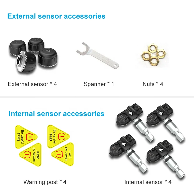 Phone TPMS Bluetooth BLE 5.0 Car Tire Pressure Monitor Built-in Sensor Mobile APP Display Anti-theft Waterproof TPMS Android IOS