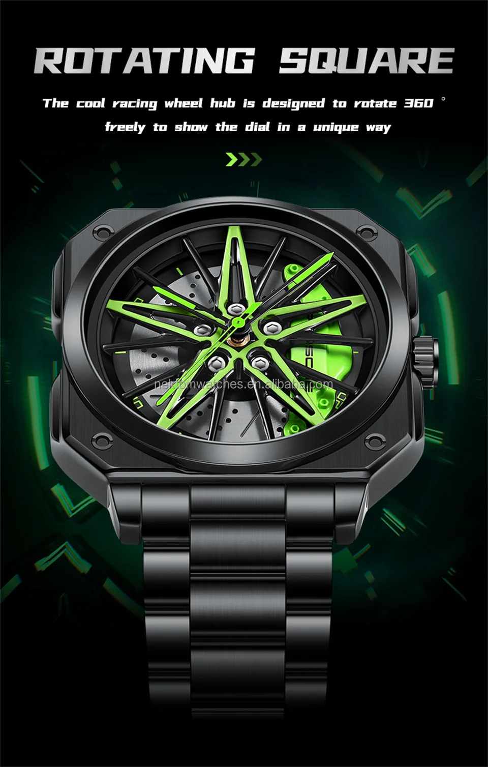 Original 3d Official Rim Watch High Quality Wholesale Wheel Watches Quartz Waterproof Wrist Car