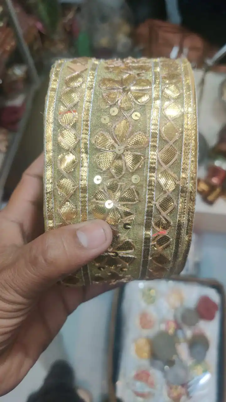 Custom Made Embroidered Thread Work Laces with Multi Coloured Options in 3 Inches Width Ethnic Indian Design for Resale.