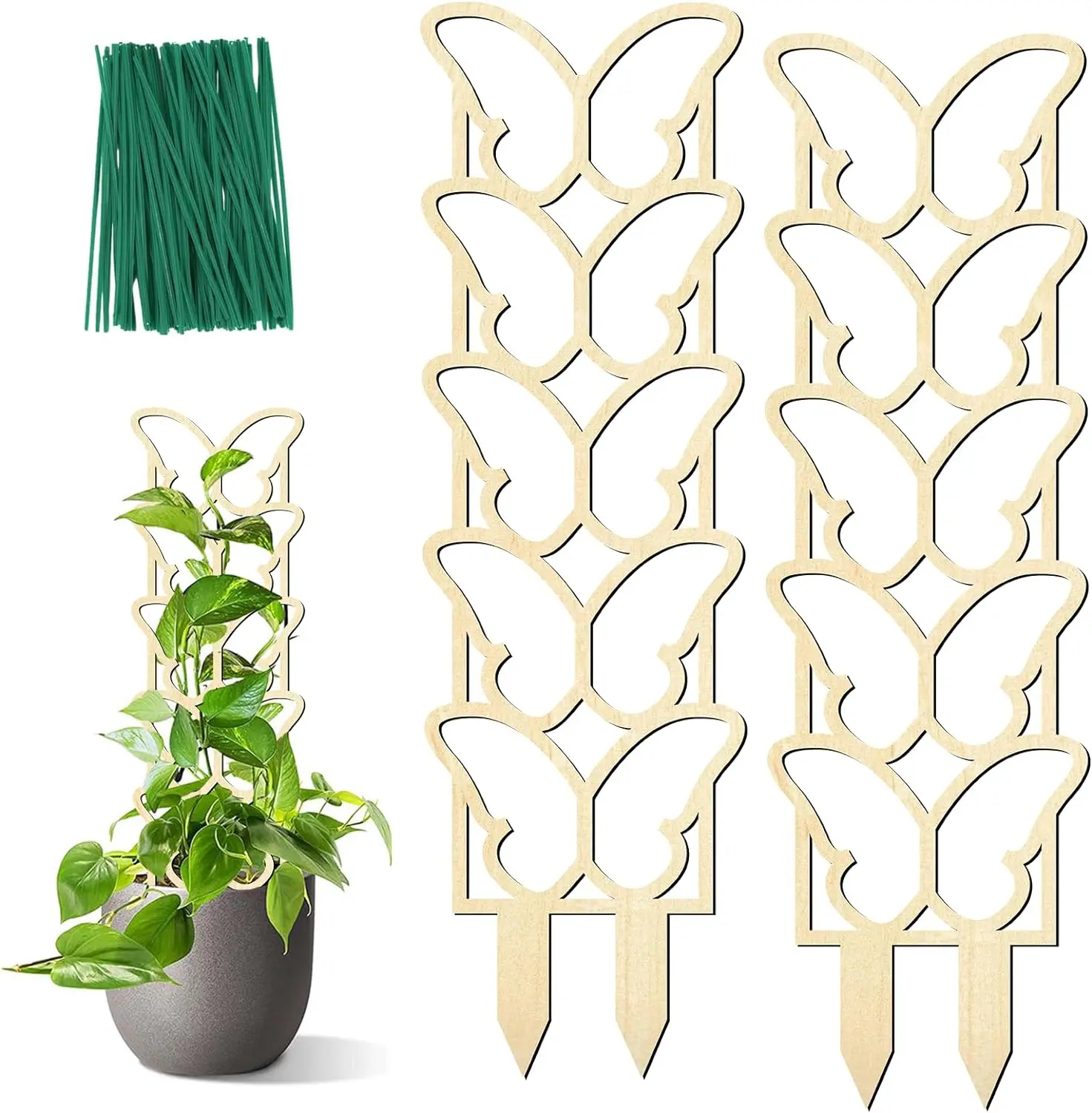 Wooden Trellis for Climbing Plants - Indoor Plant Support for Potted Plants,  Moisture-Proof Layer for Home Garden Use