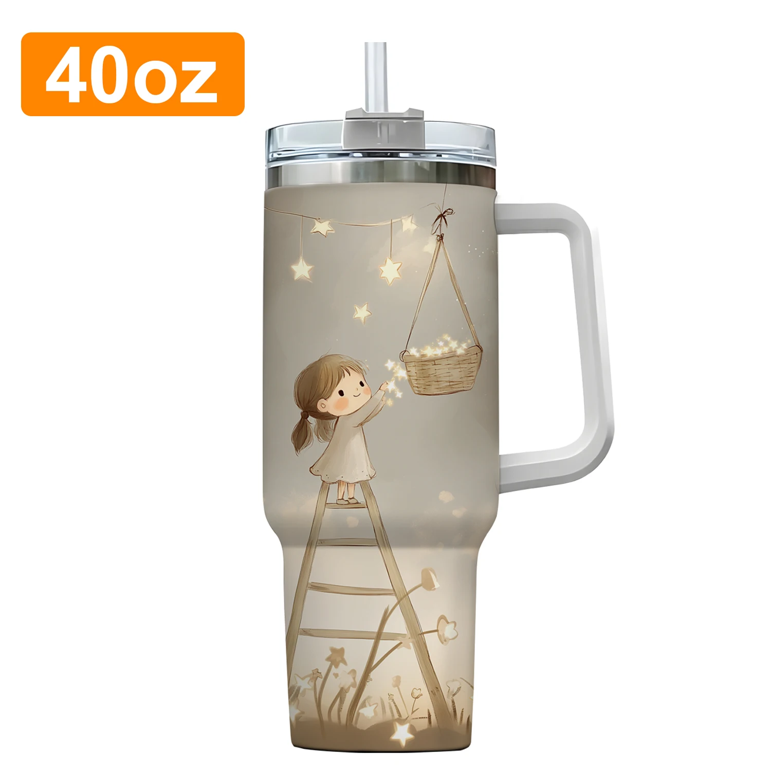 EffiPrint Custom 40oz Stainless Steel Tumbler Full Printed Pattern Wrap-around Lip 304 Material_voghion.com
