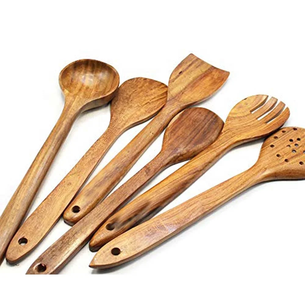 5 Piece Bamboo Kitchen Utensils Set Includes Cooking Turners Kitchen Utensils Chinese Wooden 8111