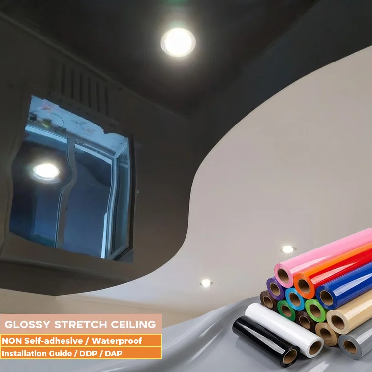 ceiling decoration film msd glossy black pvc stretch ceiling film-17