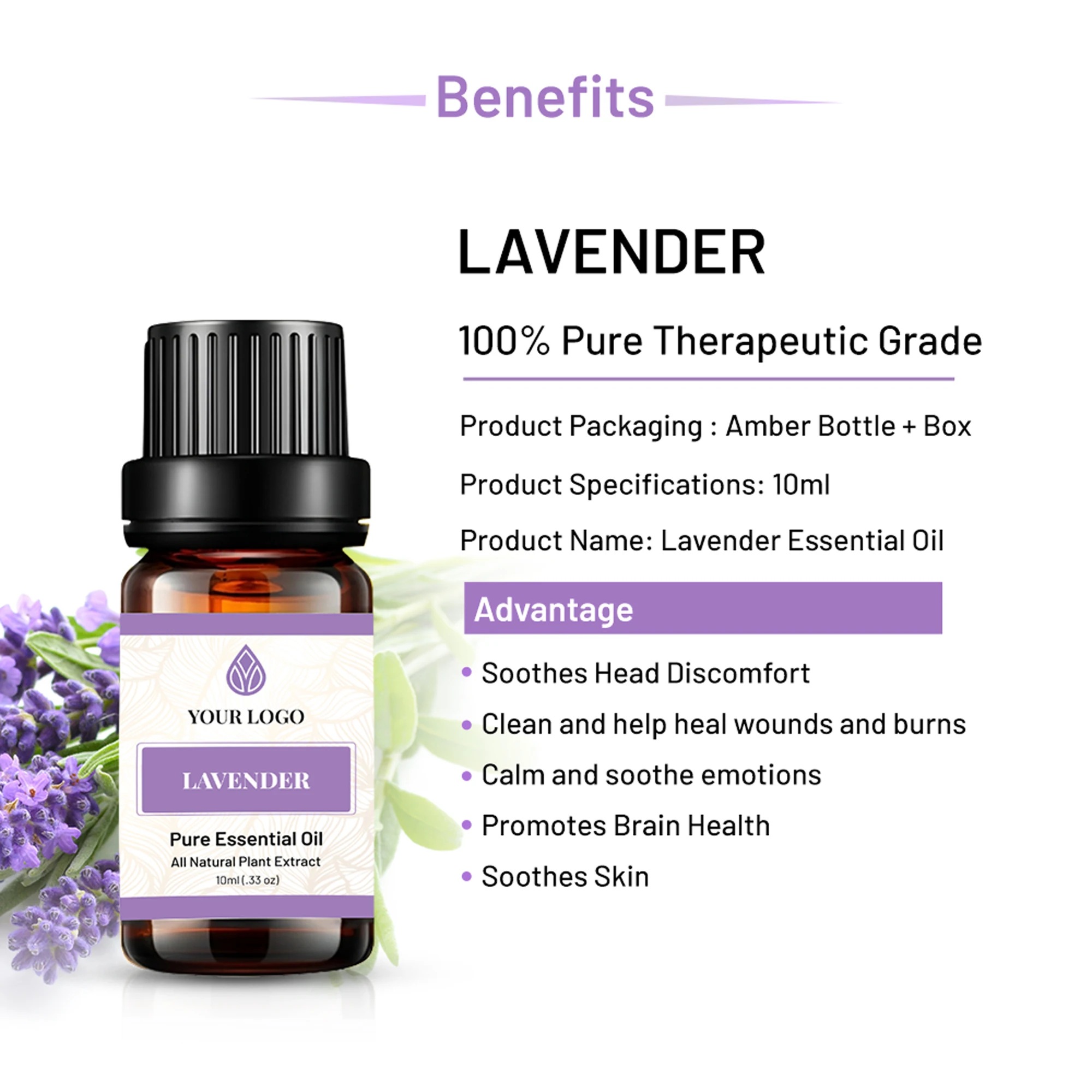 Oem Pure Natural Cold Pressed Therapeutic Grade Lavender Essential Oils ...