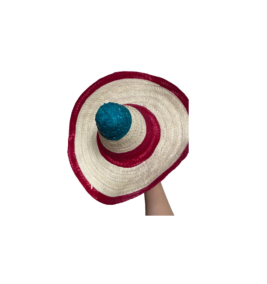 Giant Natural Straw Sombrero with Serape Trim