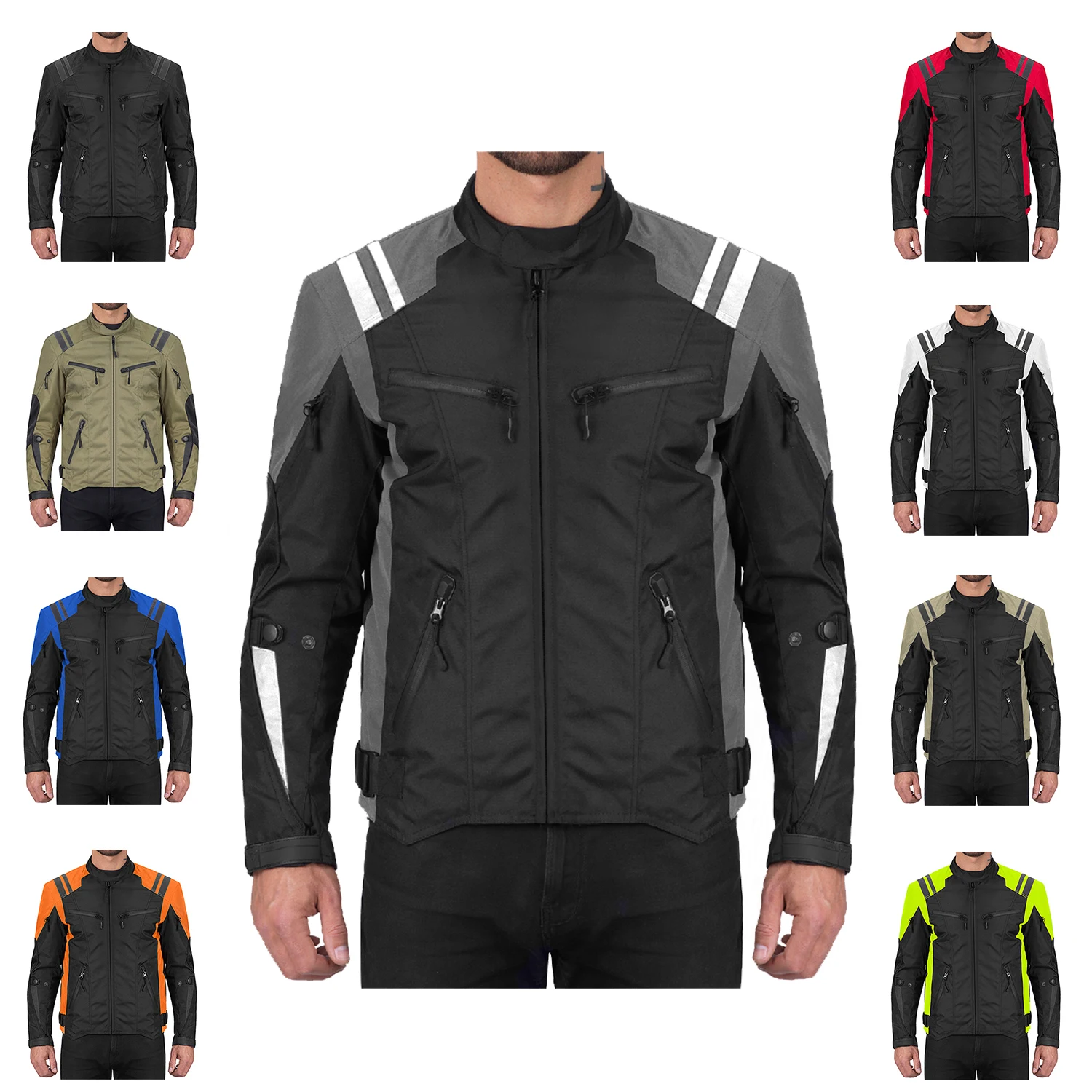 Grey Color Ironborn Motorcycle Textile Jacket For Men Biker Jacket With Ce Armored Protective