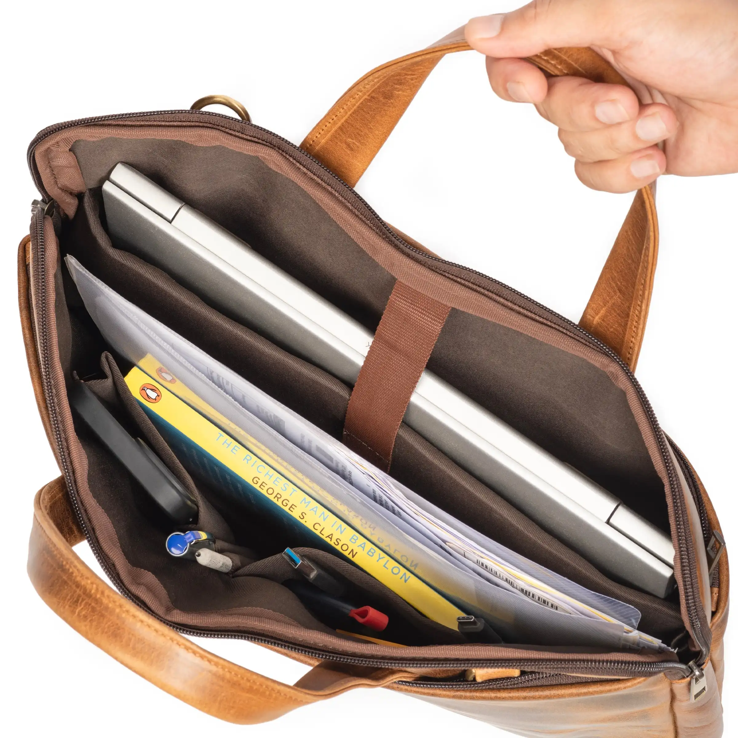 Harbor Modern 16-17 Inch Laptop Briefcase Durable PU Computer Bag with Zipper Closure Soft Pouch for Work