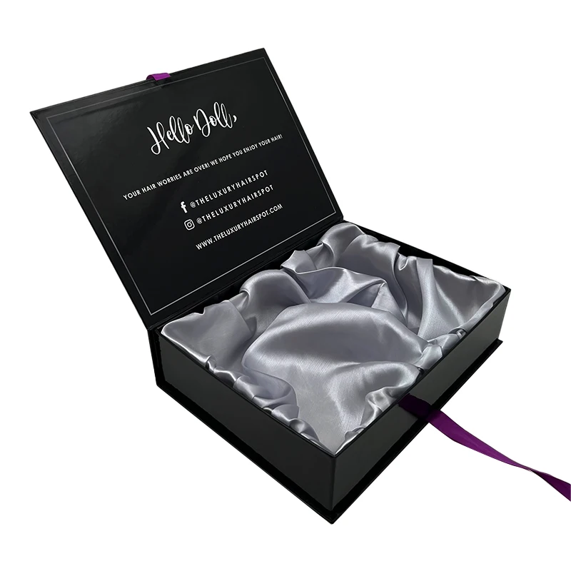 Custom Hair Bundles Packaging Boxes Extension Bags With Satin Human