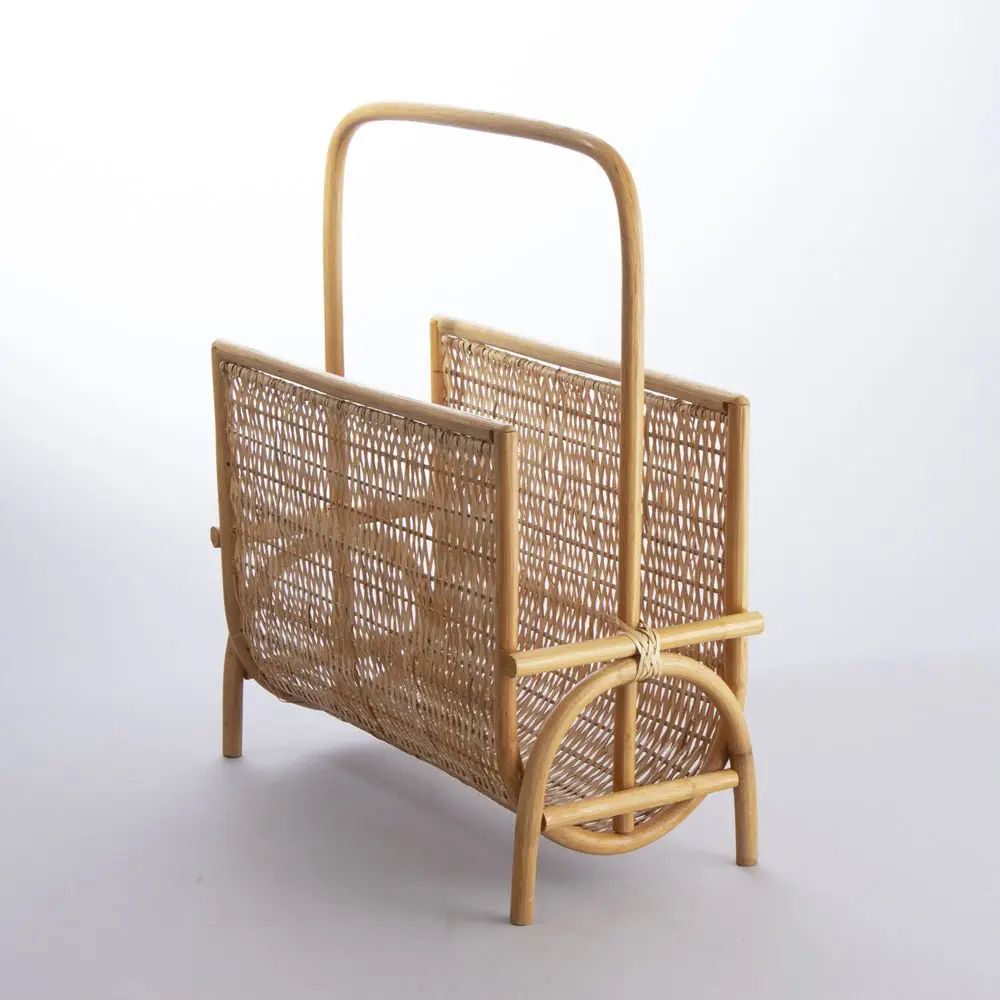 Tabletop Rattan Newspaper A4 Paper Holder Rack Office Decoration and Organization Racks for Desk Magazine File Holders