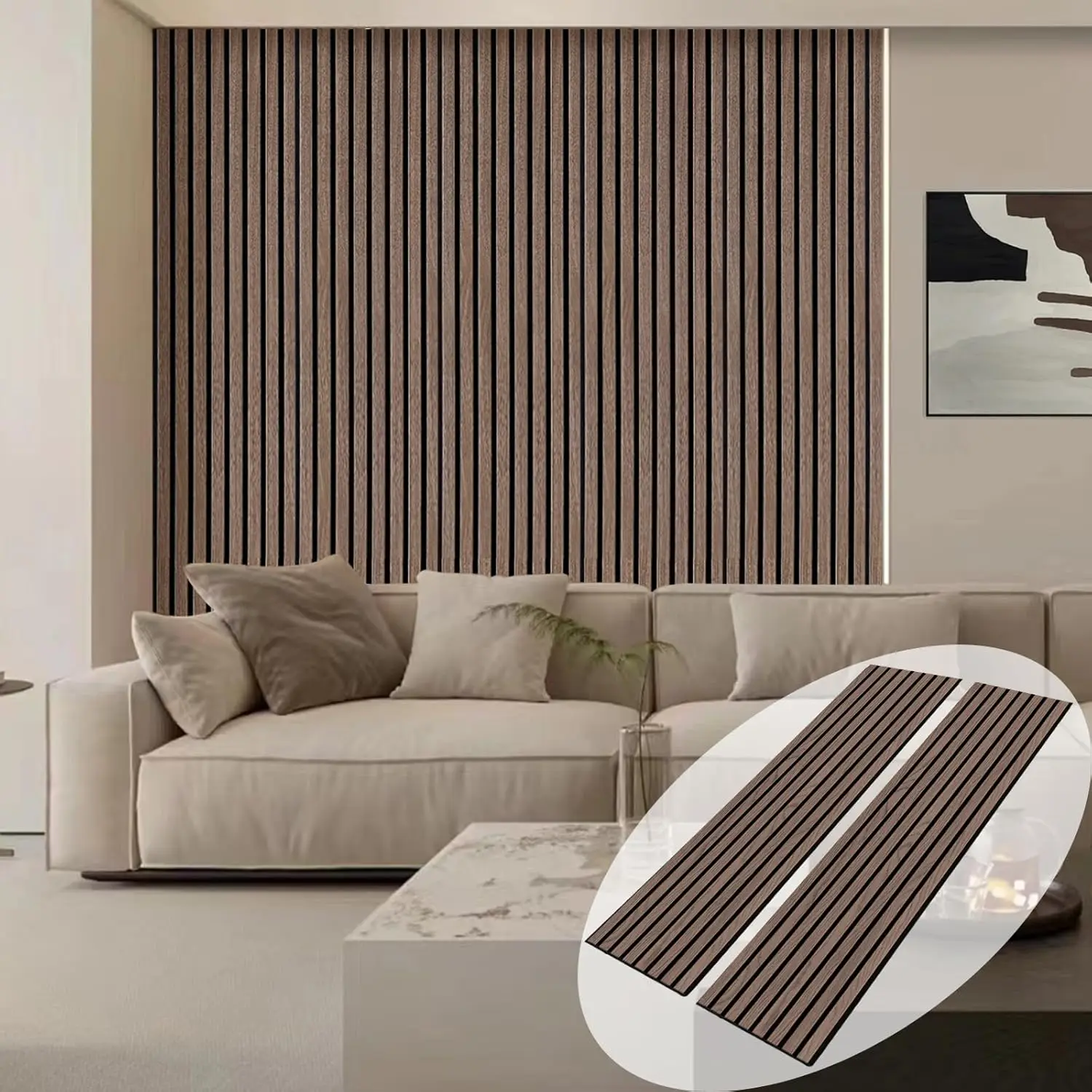 Modern Design Natural Walnut Veneer Acoustic Wall Panels Wood Slat Wall Panel for Living Room Hotel Apartment Hospital School