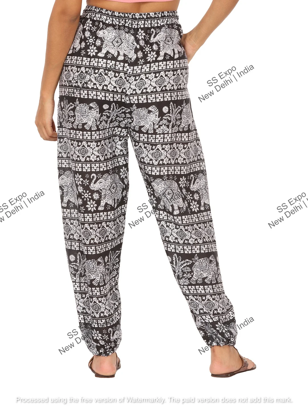 Free Size Elephant Print Balloon Harem Pants Women Comfortable Cotton Cargo Pants Hippy Boho Streetwear Style Summer Winter