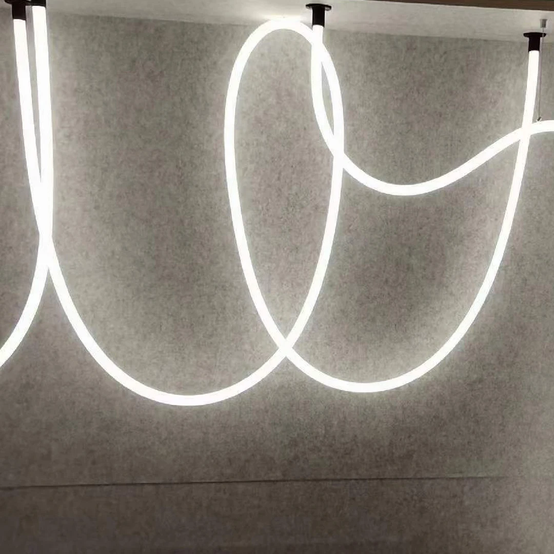 Гибкие красочные IP67 заводская цена круглые светодиодные неоновые гибкие светильники 360 градусов нейлоновые тканые сетчатые подвесные люстры