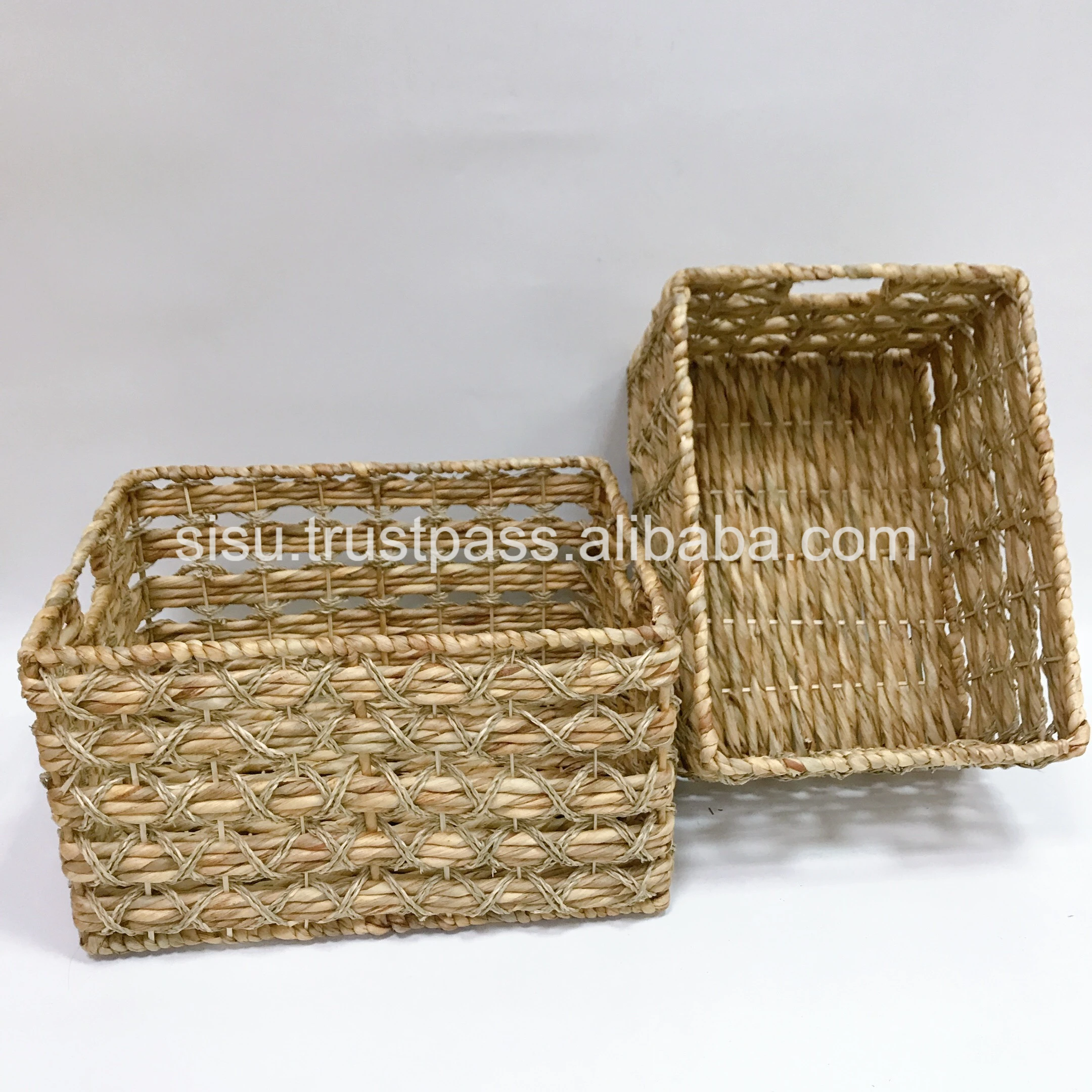 Wholesale Gorgeous Rectangle Water Hyacinth Mix Seagrass Storage Basket ...