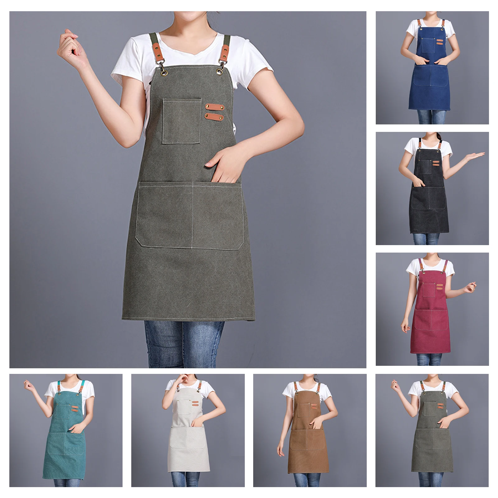 Custom Adjustable Linen Apron Sublimation Printing Kitchen Apron With