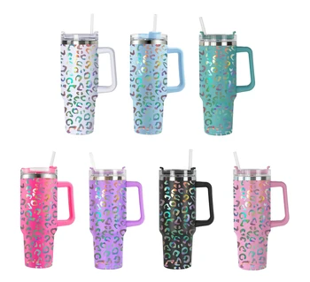 Coffee Tumbler cup custom insulated water bottles with straw Adventure 40oz 20 oz tumbler with handle Coffee Tumbler