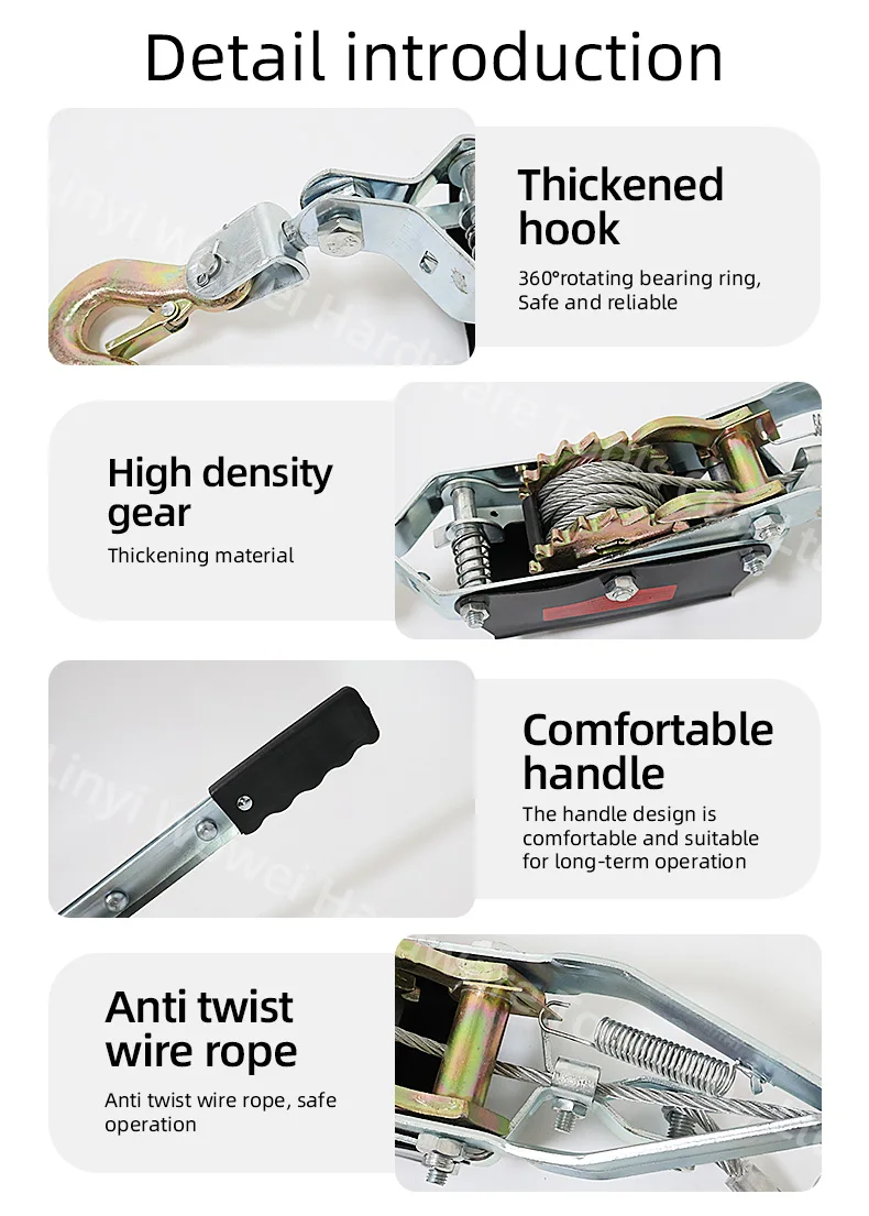 Wovi Hand Puller Winch Galvanized Wire Rope Hand Manual Hand Puller