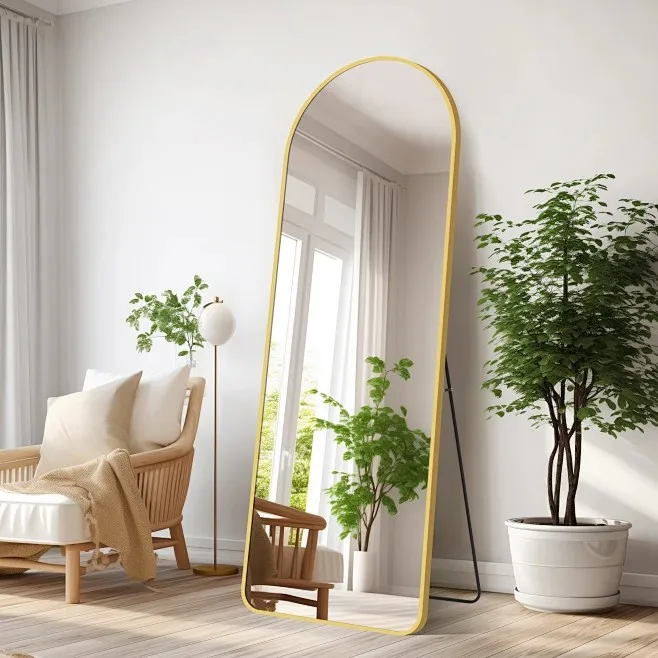 Decor Wall Large Size Vintage Decorative Free Standing Stand Floor Mirror Arch-shaped Long Full Length Mirror for Bedrooms