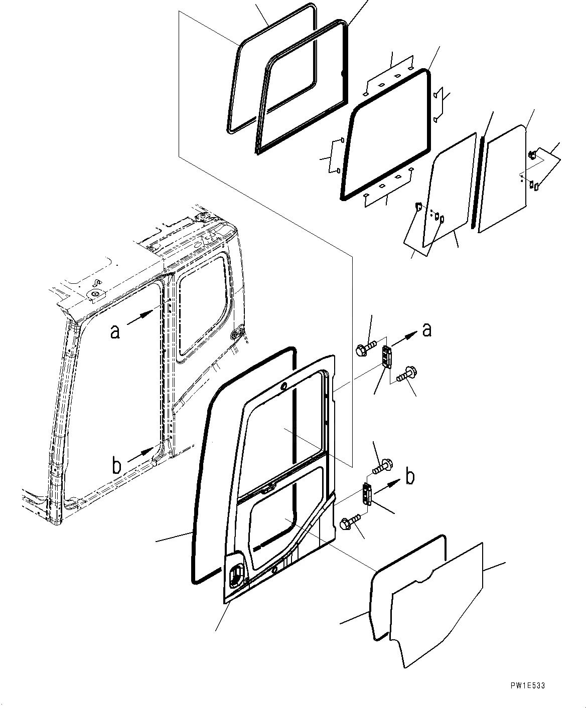 Excavator Front Glass for Hitachi ZX55, ZX60, ZX70, ZX120, ZX130, ZX200 ...