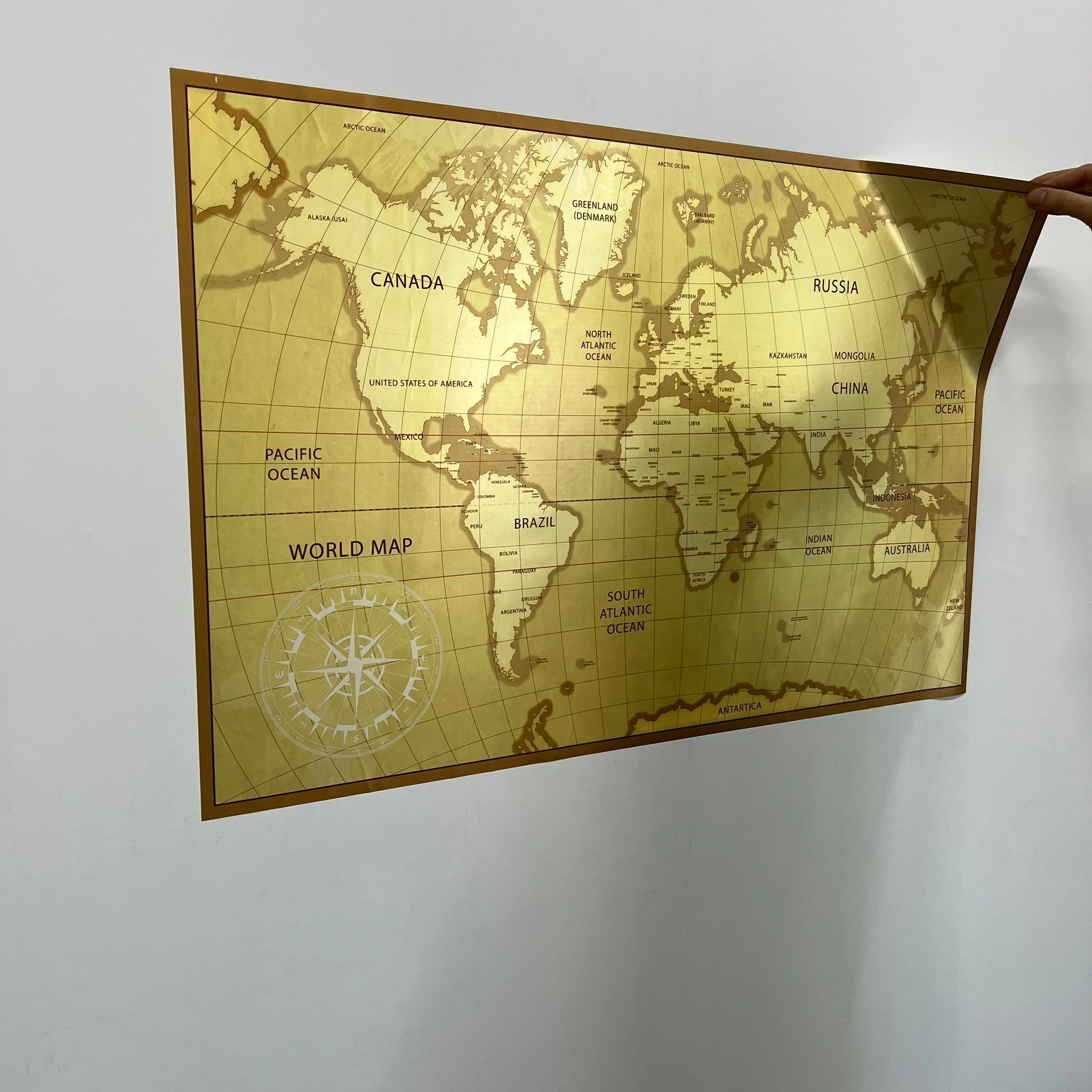 Retro Looking World Map Reusable Durable Polystyrene Material Holds The