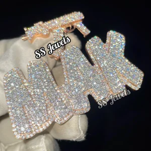 Custom VVS Lab Grown Diamond Sterling Silver Rhodium Plated Letter Pendant Unisex Hip Hop CVD HPHT Iced Charm Perfect Birthday