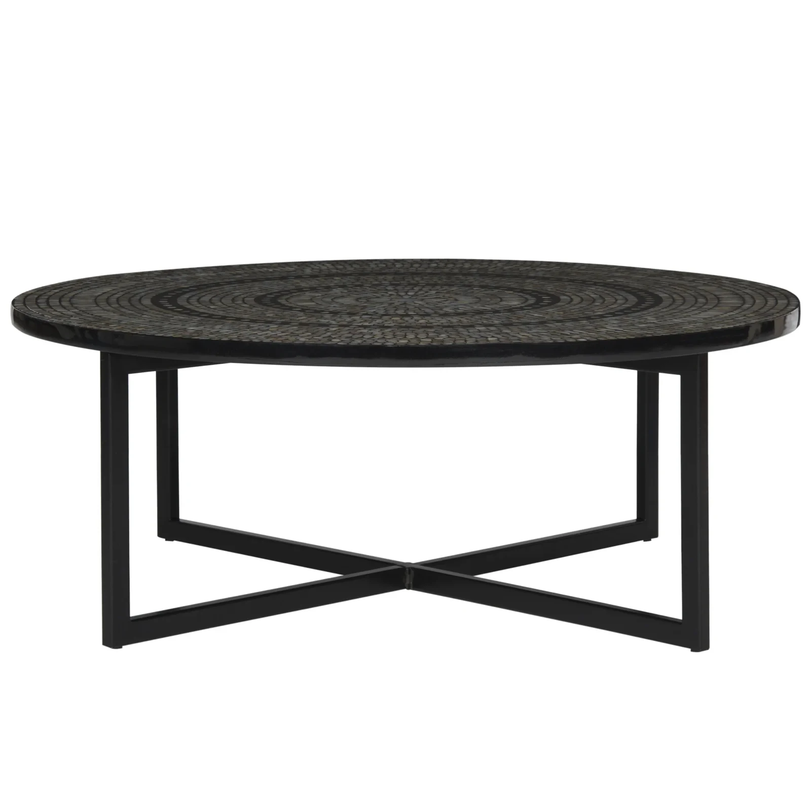 Fancy New Arrival Capiz Shell Coffee Tables  Living Room Furniture Mother of Pearl Inlaid Top and Metal Stand Tables
