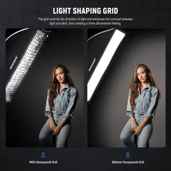 NEEWER 12"x47"/30x120cm Rectangular Softbox Quick Set up Quick Folding, with Diffusers/Beam Grid/Bag, Compatible with Aputure detail image